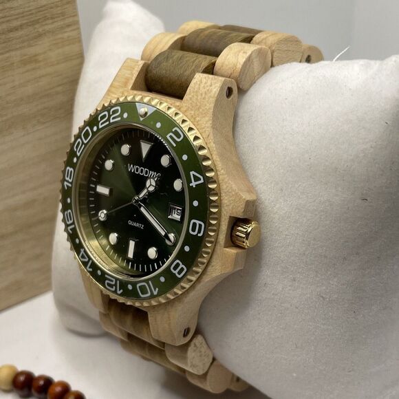 Woodme Qc01-10 Women's Brown Wood Band Analog Dial Quartz Genuine Watch Cv68 - Picture 3 of 9